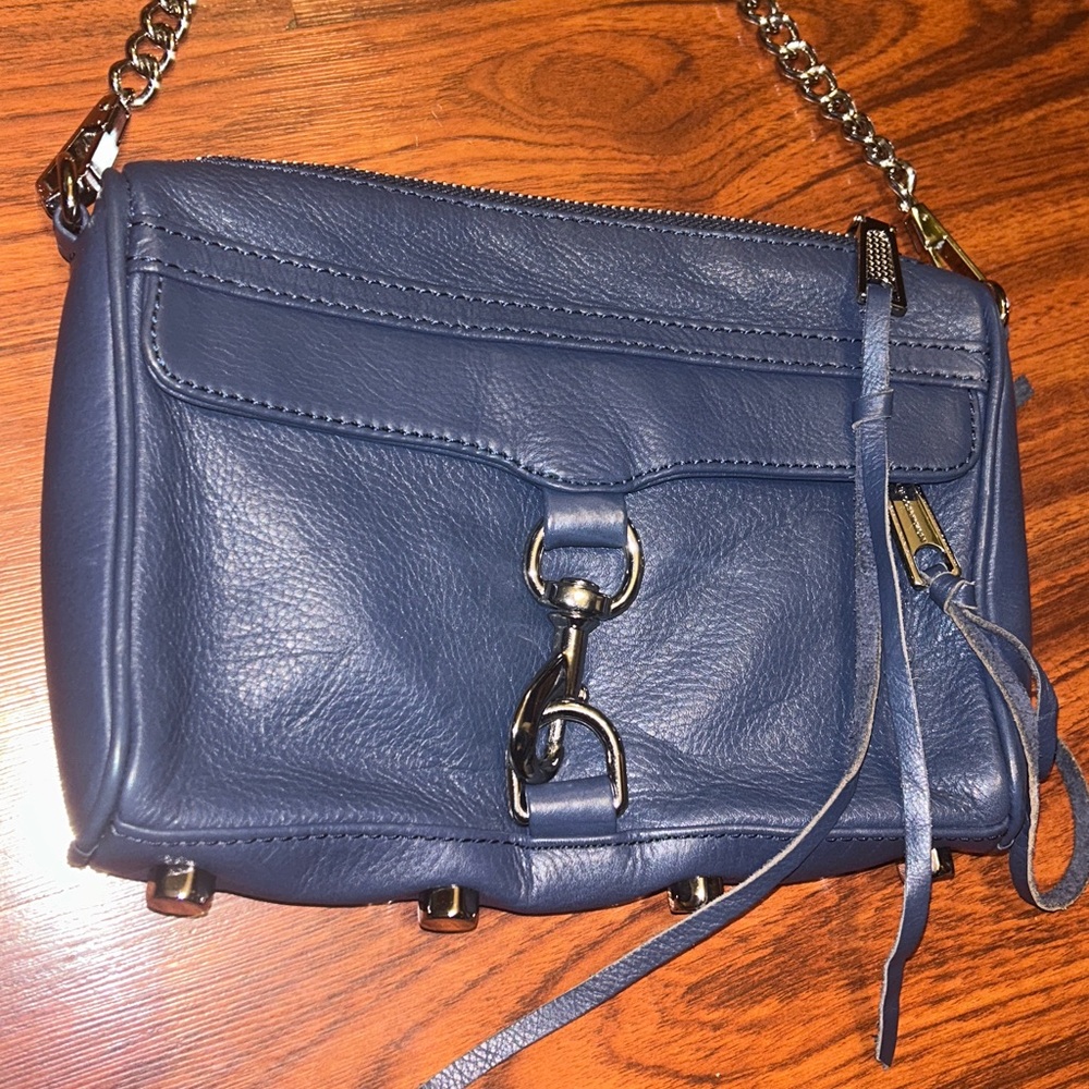 REBECCA MINKOFF Mini MAC Blue Leather Crossbody Shoulder Bag